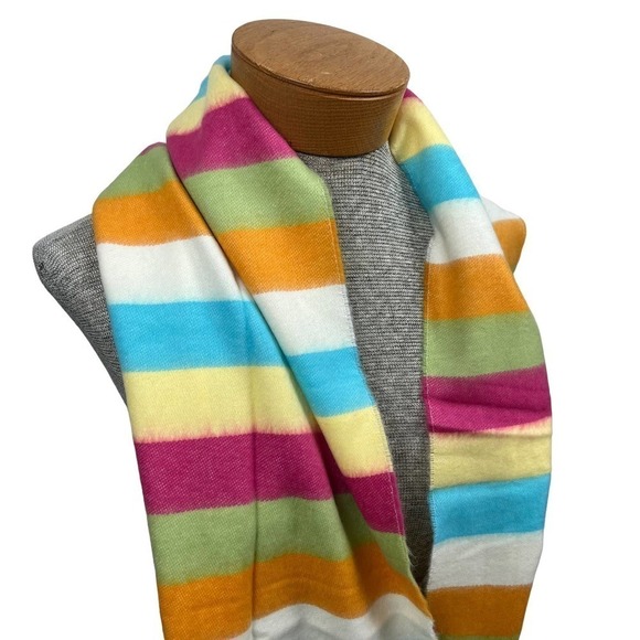 NWOT Scottish 100% Cashmere Multi-Colored Striped Scarf - Picture 2 of 6